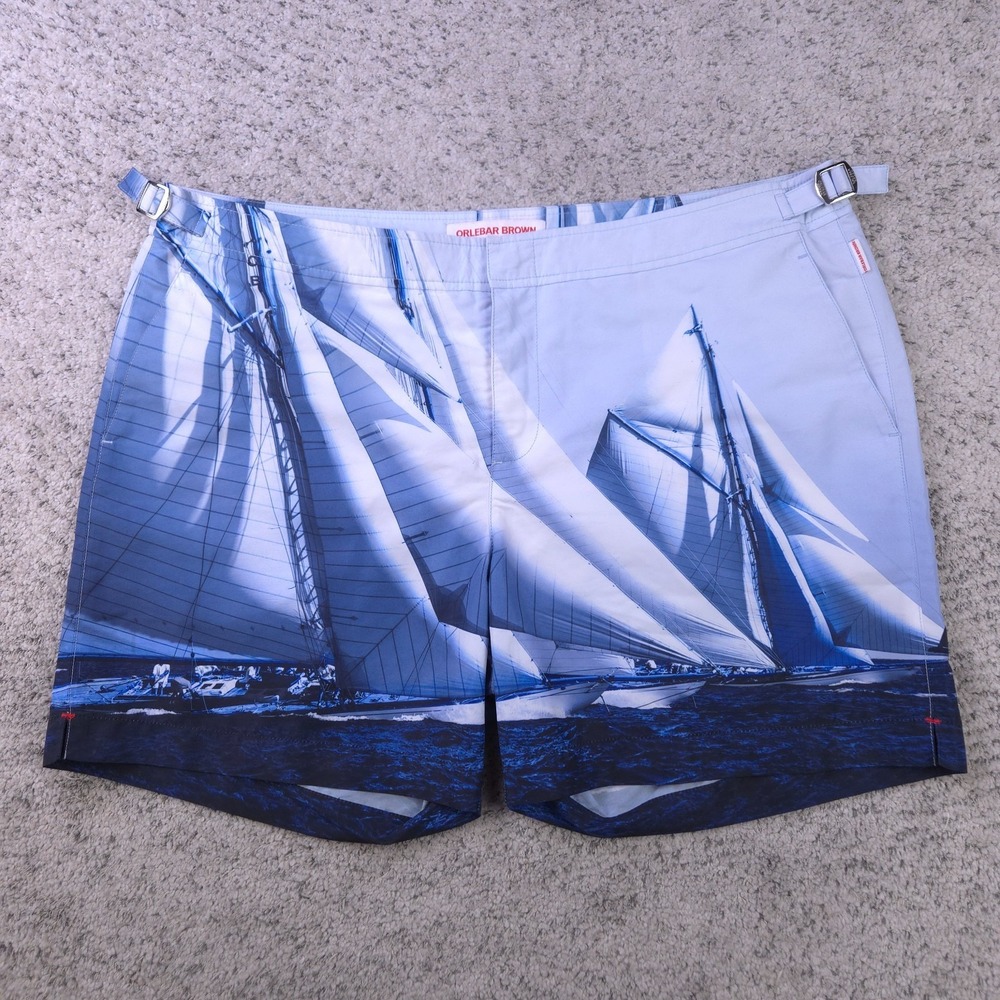 Orlebar Brown Swim Shorts Mens Size 38 Lined Trunks‎ OB Classic Bulldog Sailboat